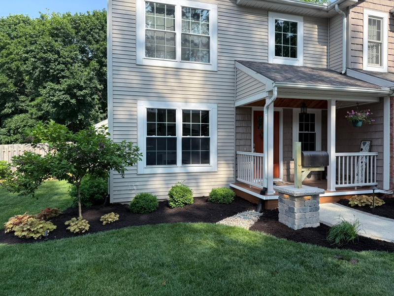 Fresh landscaping and front yard renovation